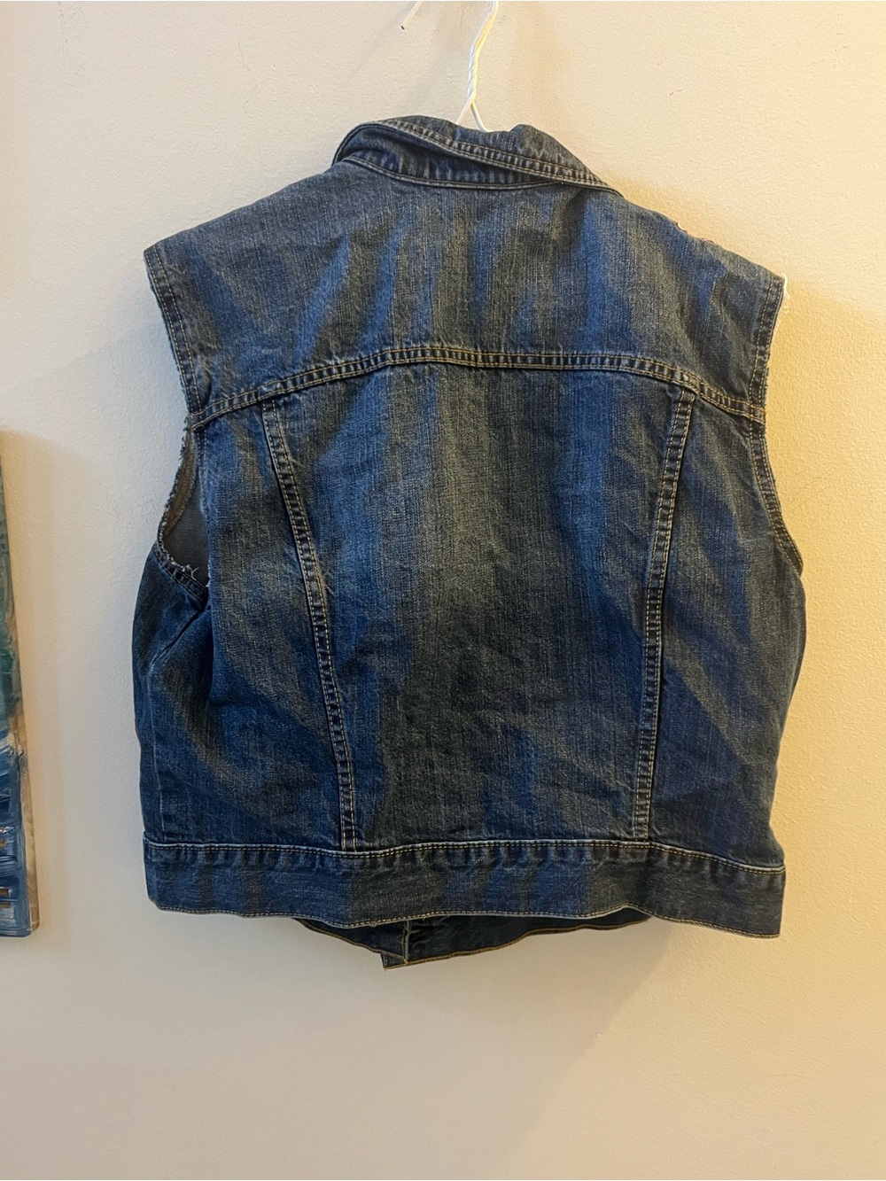 A.N.A Denim Vest XL Floral Embroidered Jean Jacket Boho Western Festival - Picture 3 of 4